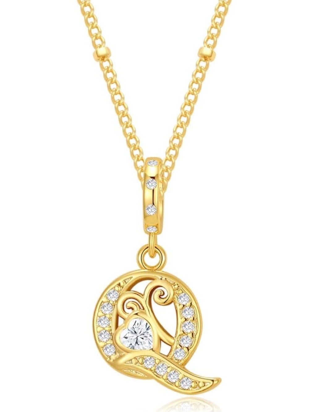 Gold Initial 'Q' Pendant Necklace for Women
